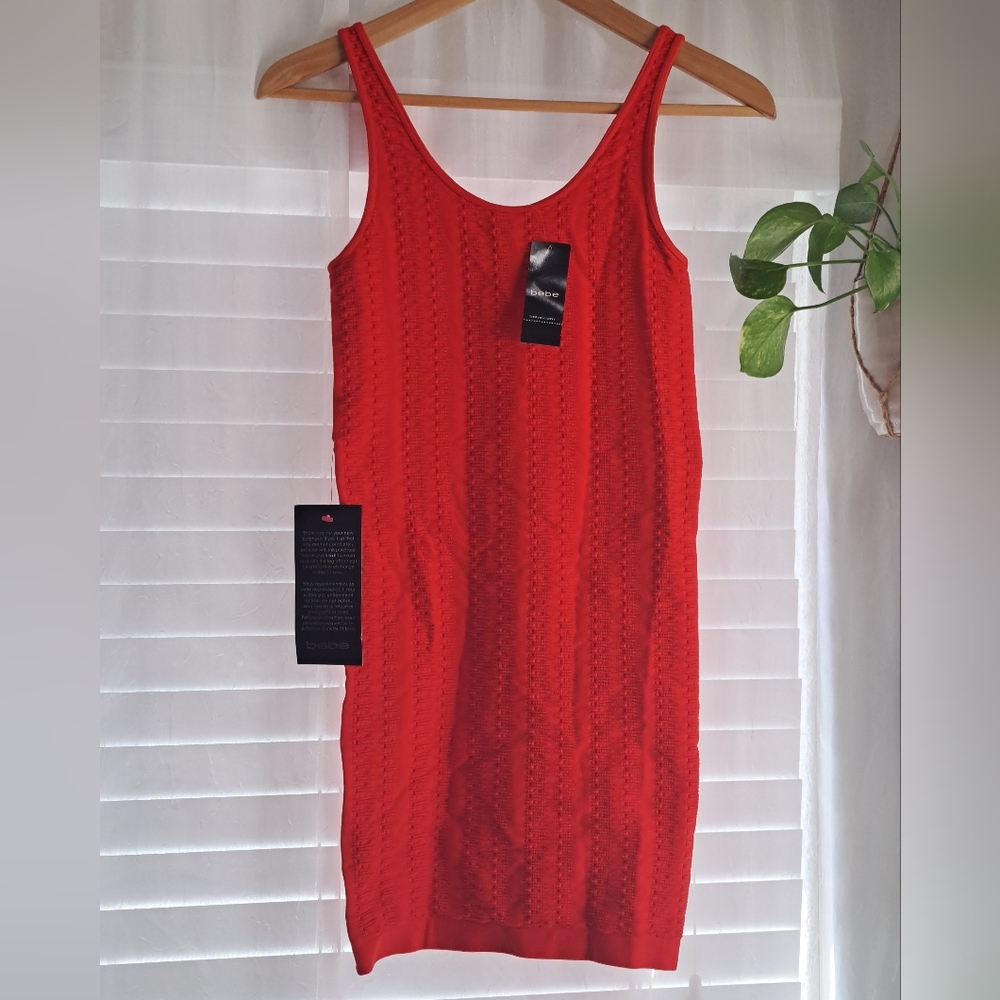 Bebe Sexy Fiery Red/ Orange Bodycon Women's Dress/ Size: Small